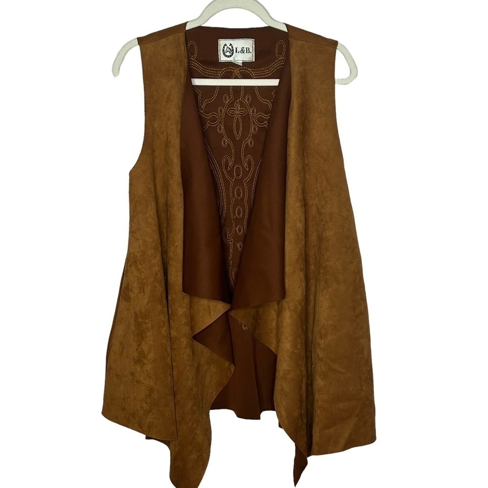 L&B Faux Suede Draped Vest